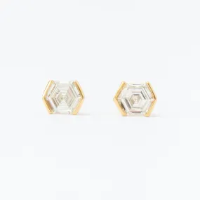 0.29 ctw Hexagon Diamond Temple Half-Bezel Studs