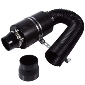 1 Set Universal Car 3 inch Carbon Fibre Cold Air Filter Feed Enclosed Intake Induction Pipe Hose Kit Universal