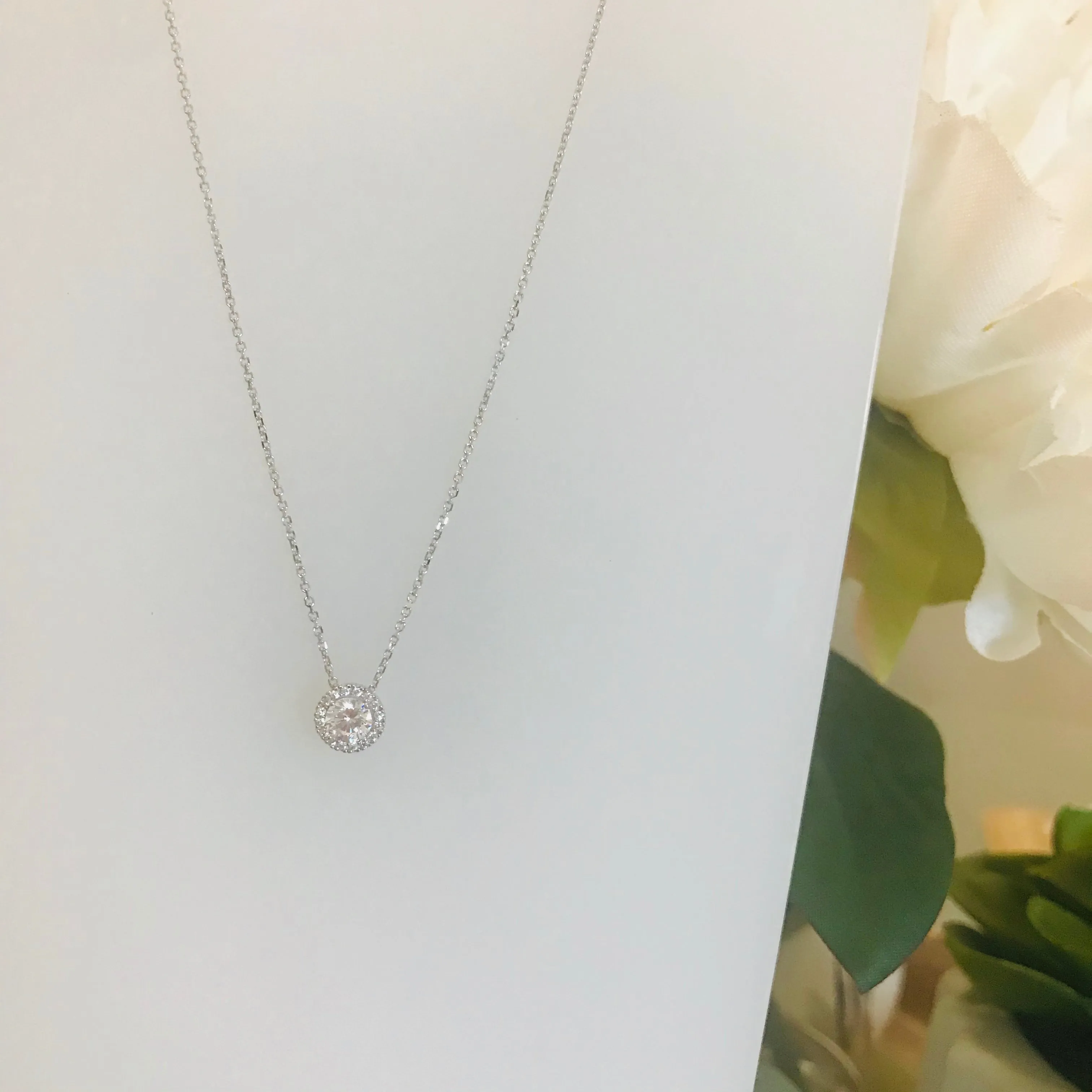 10k Gold CZ Halo Necklace