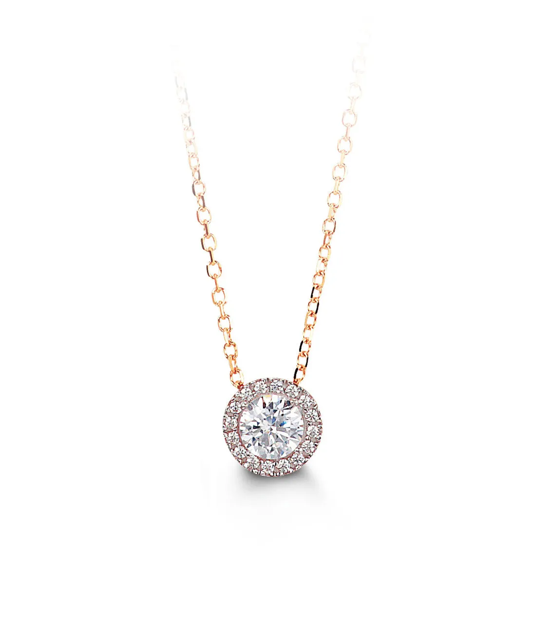 10k Gold CZ Halo Necklace