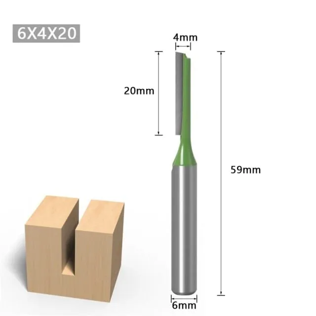 1/4 Inch 6mm Shank Straight Bit Milling Cutter Single Double Flute Wood Cutters Tungsten Carbide Router Bit Woodworking Tool Set