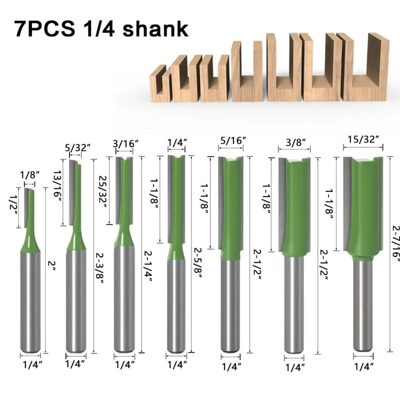 1/4 Inch 6mm Shank Straight Bit Milling Cutter Single Double Flute Wood Cutters Tungsten Carbide Router Bit Woodworking Tool Set