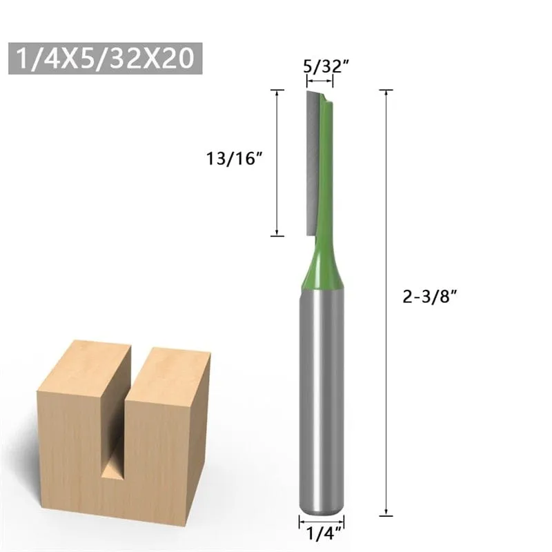 1/4 Inch 6mm Shank Straight Bit Milling Cutter Single Double Flute Wood Cutters Tungsten Carbide Router Bit Woodworking Tool Set