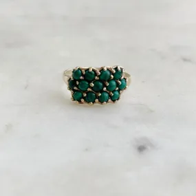 14K GOLD 13 STONE RING — MALACHITE