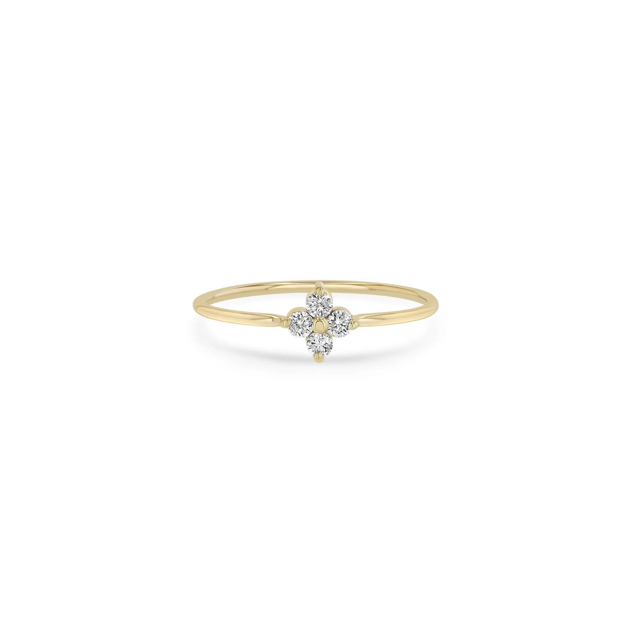 14k Prong Diamond Quad Ring