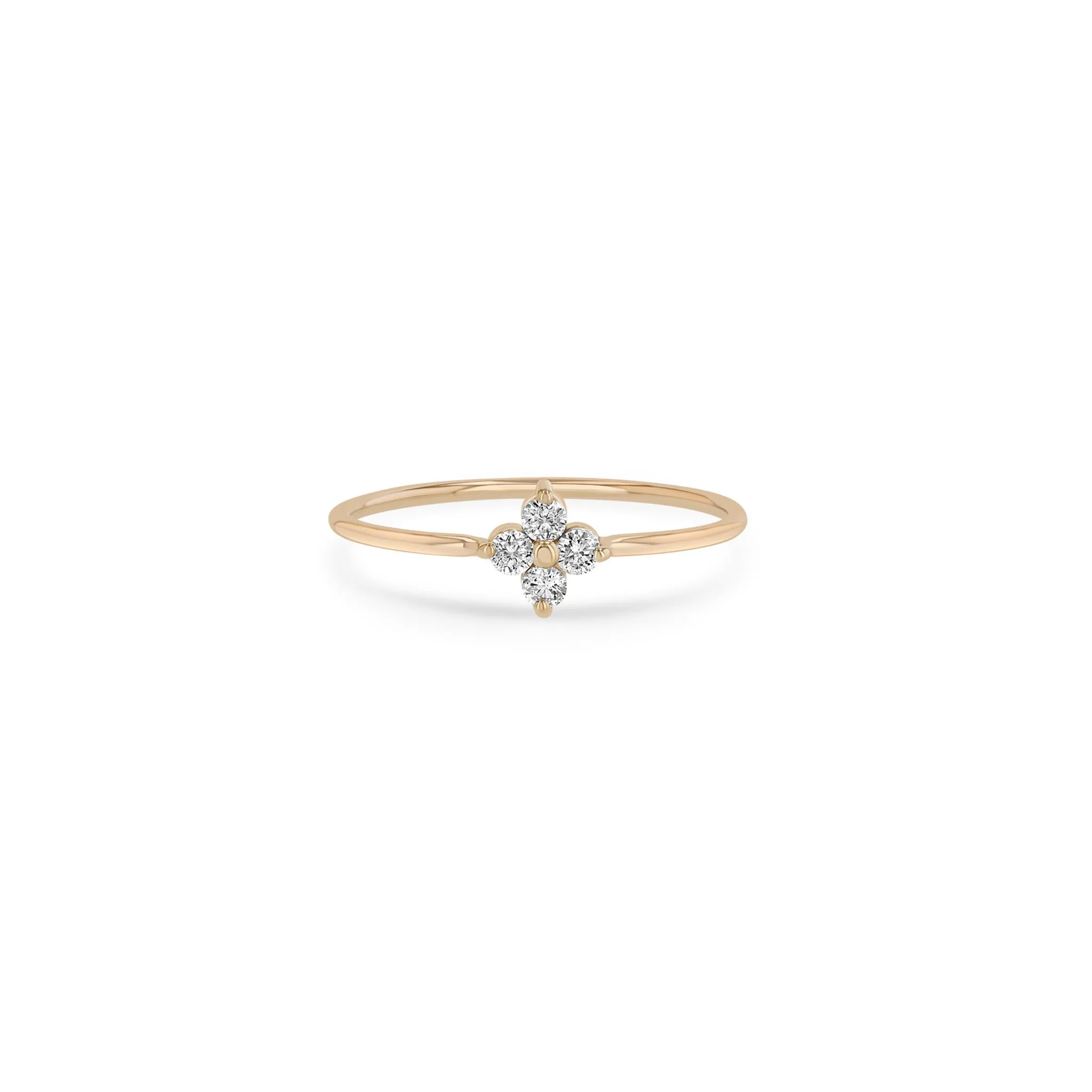 14k Prong Diamond Quad Ring