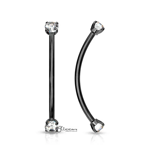 316L Surgical Steel with Prong Set Round CZ Ends for Snake Eye Piercings and More