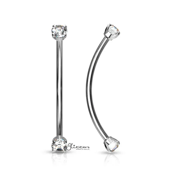 316L Surgical Steel with Prong Set Round CZ Ends for Snake Eye Piercings and More