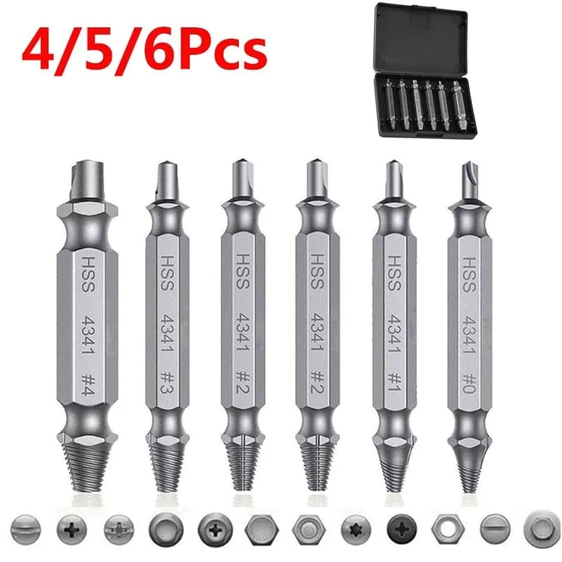 4/5/6 PCS Damaged Screw Extractor Drill Bit Set Stripped Broken Screw Bolt Remover Extractor Easily Take Out Demolition Tools