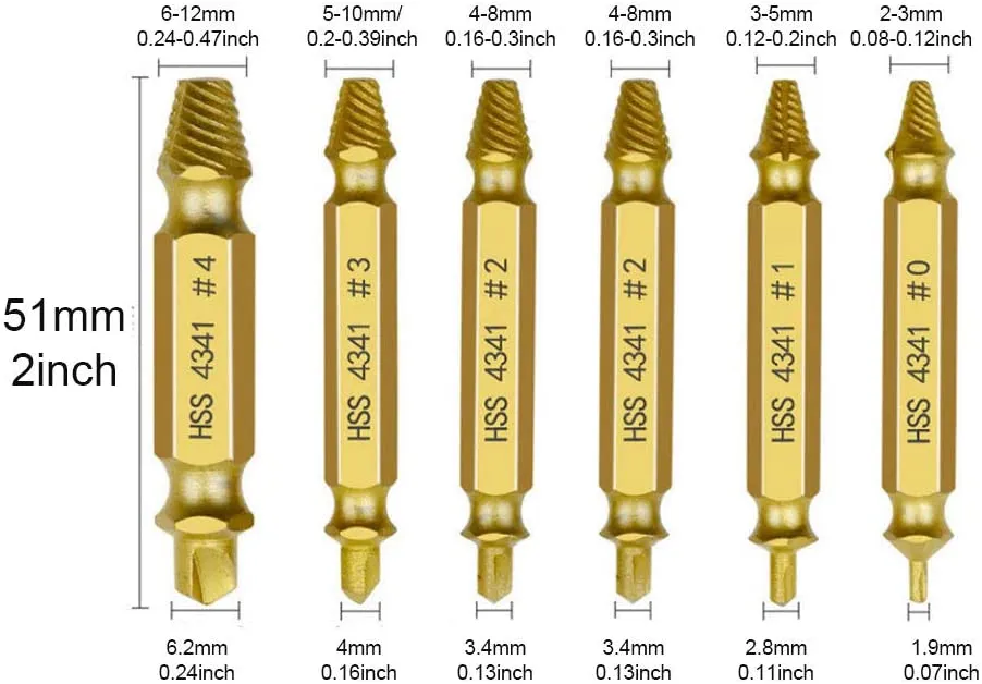 4/5/6 PCS Damaged Screw Extractor Drill Bit Set Stripped Broken Screw Bolt Remover Extractor Easily Take Out Demolition Tools