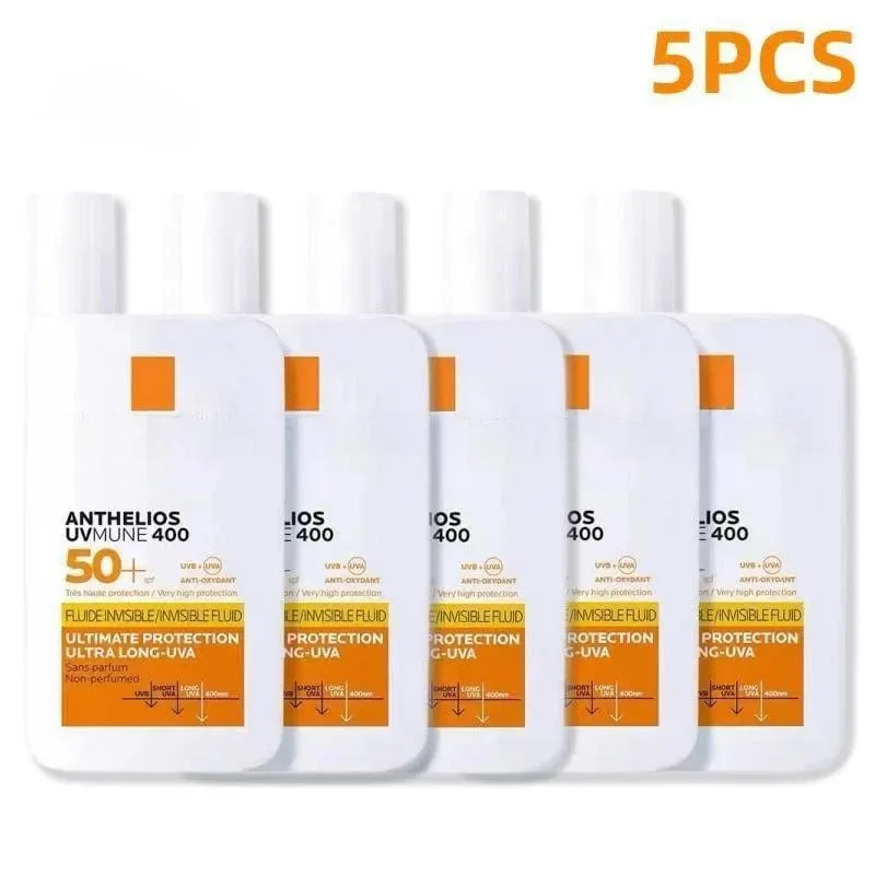 5PCS Set Face Sunscreen SPF 50  Invisible Fluid/Hydrating Cream Light Non Greasy Broad Spectrum Sunscreen For Dry To Normal Skin