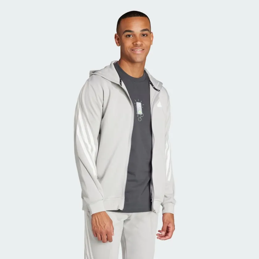 ADIDAS MEN'S FUTURE ICONS FULL ZIP GREY HOODIE