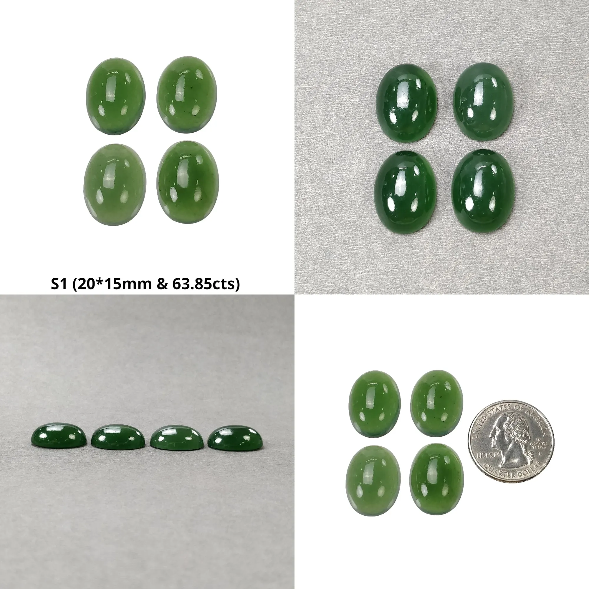 ANTIGORITE SERPENTINE Gemstone Cabochon : Natural Untreated Green Serpentine Oval Shape 20*15mm 4pcs Set