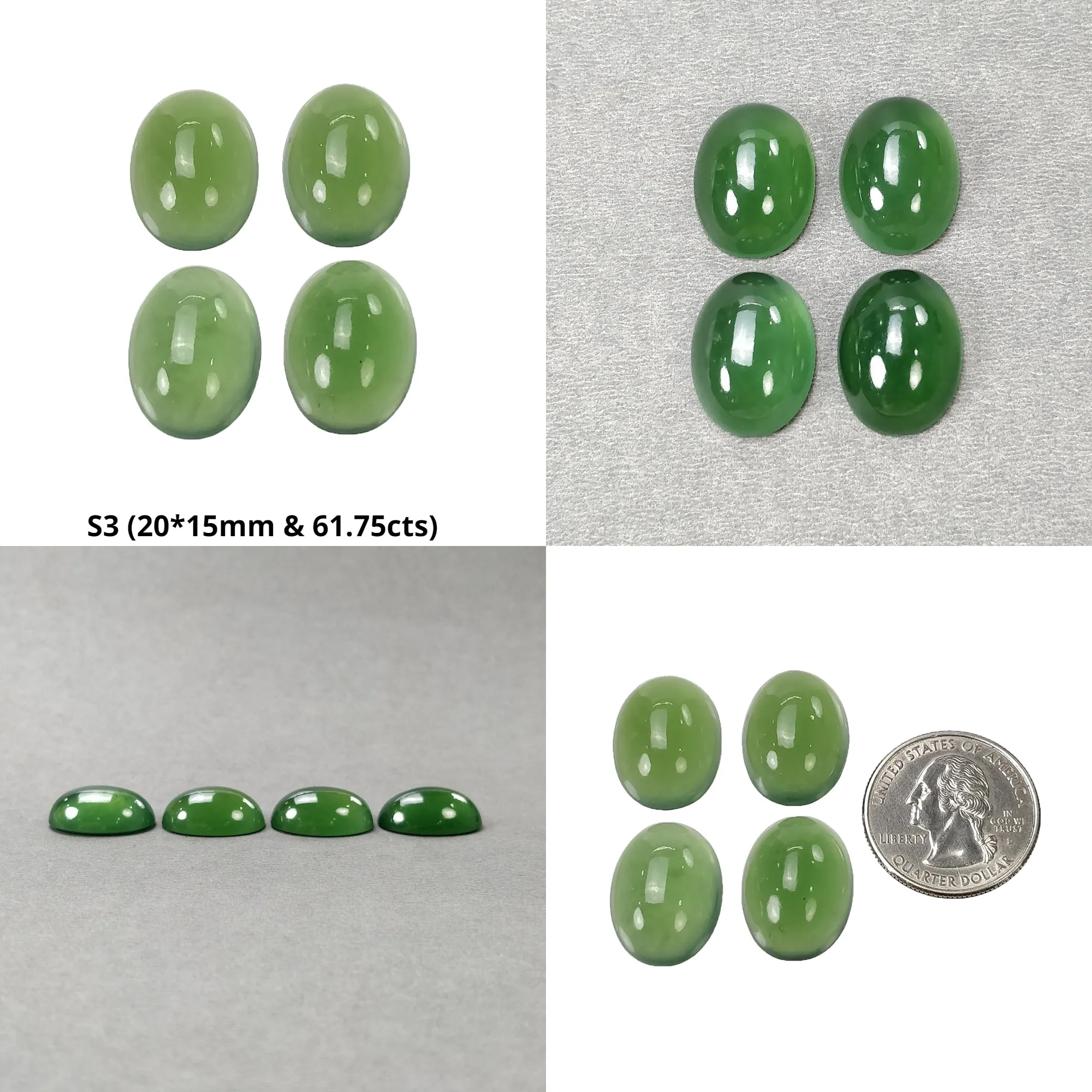 ANTIGORITE SERPENTINE Gemstone Cabochon : Natural Untreated Green Serpentine Oval Shape 20*15mm 4pcs Set