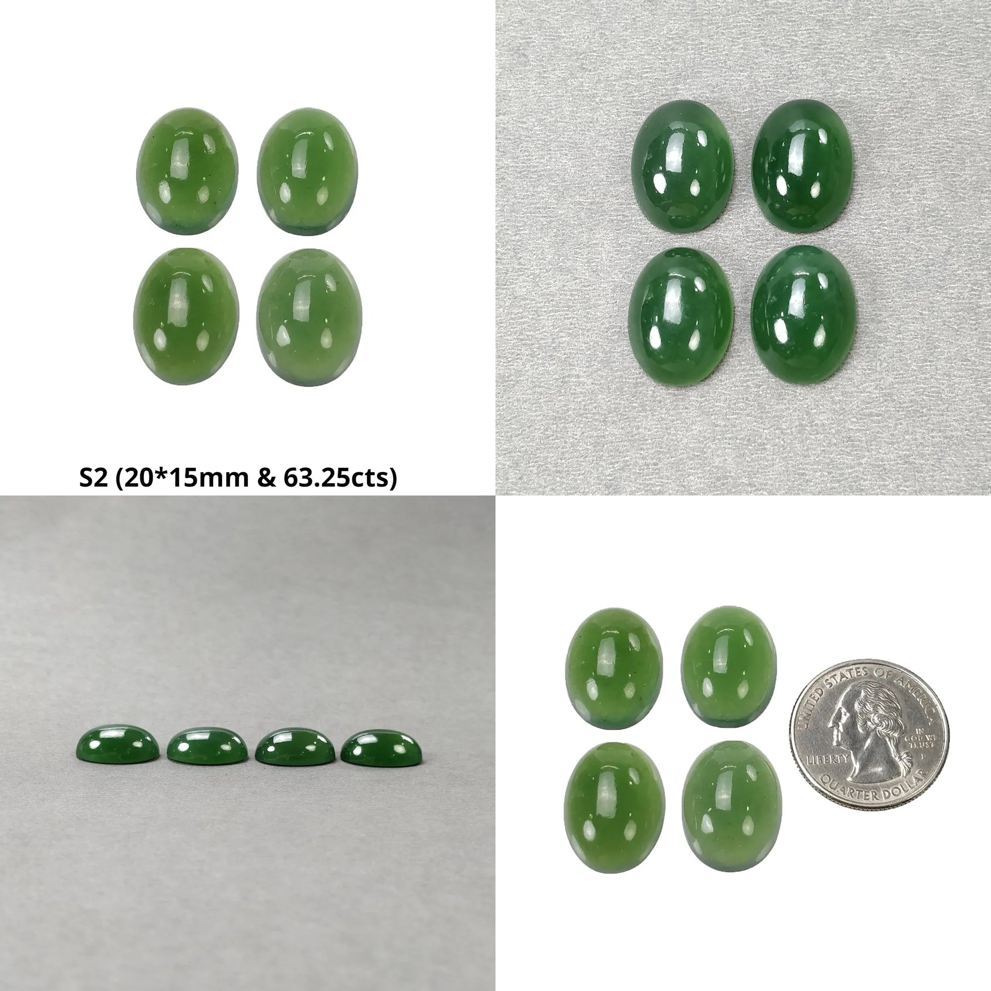 ANTIGORITE SERPENTINE Gemstone Cabochon : Natural Untreated Green Serpentine Oval Shape 20*15mm 4pcs Set