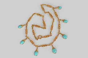 Art Nouveau Turquoise Fringe Necklace