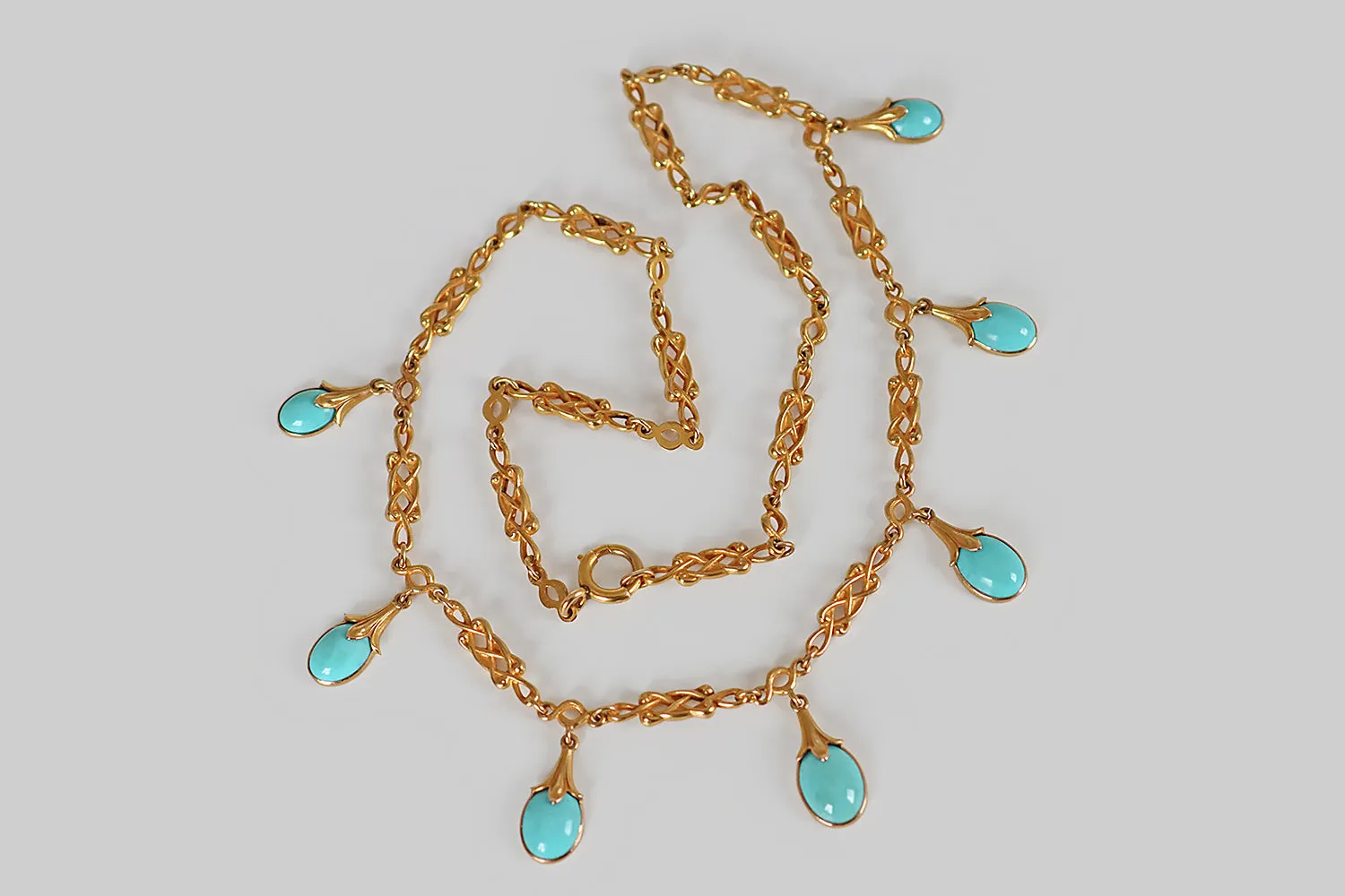 Art Nouveau Turquoise Fringe Necklace