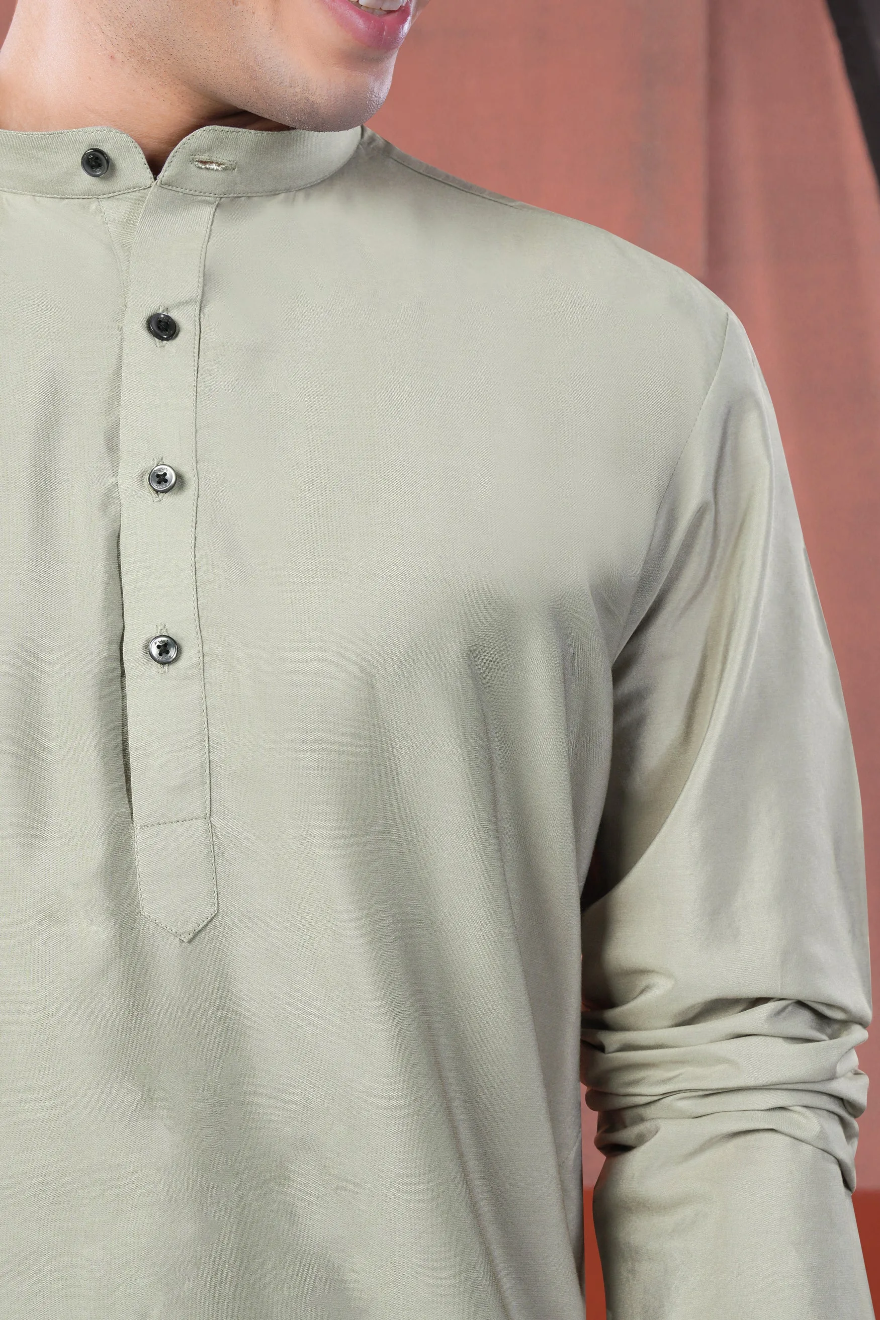 Artichoke Gray Subtle Sheen Viscose Kurta