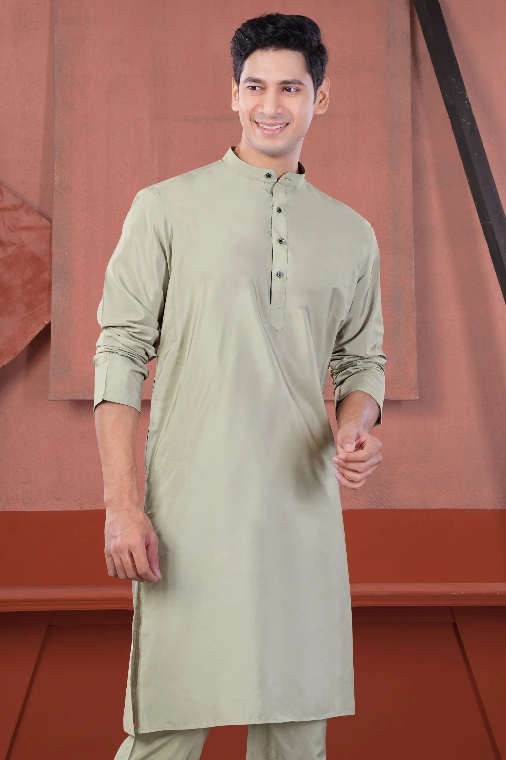 Artichoke Gray Subtle Sheen Viscose Kurta