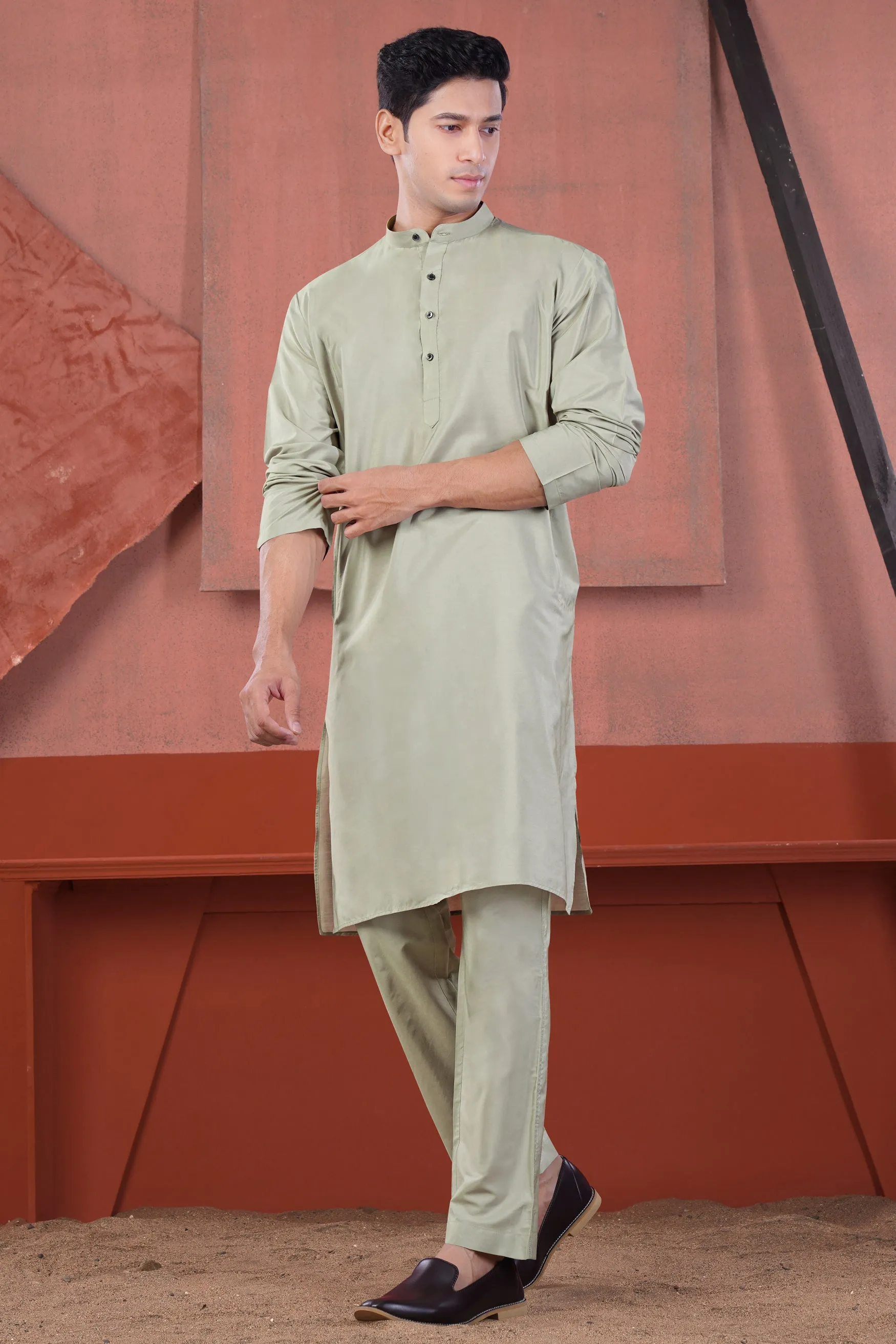 Artichoke Gray Subtle Sheen Viscose Kurta