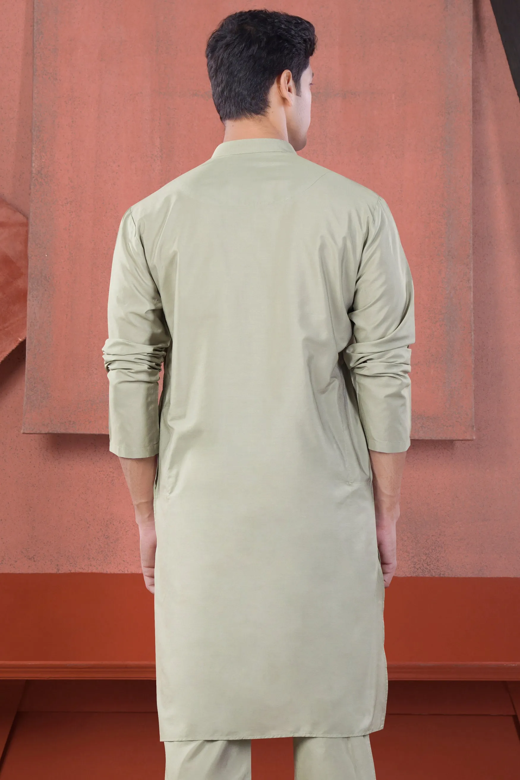 Artichoke Gray Subtle Sheen Viscose Kurta