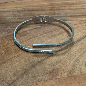 Bangle Bracelet - Silver Roman Numerals