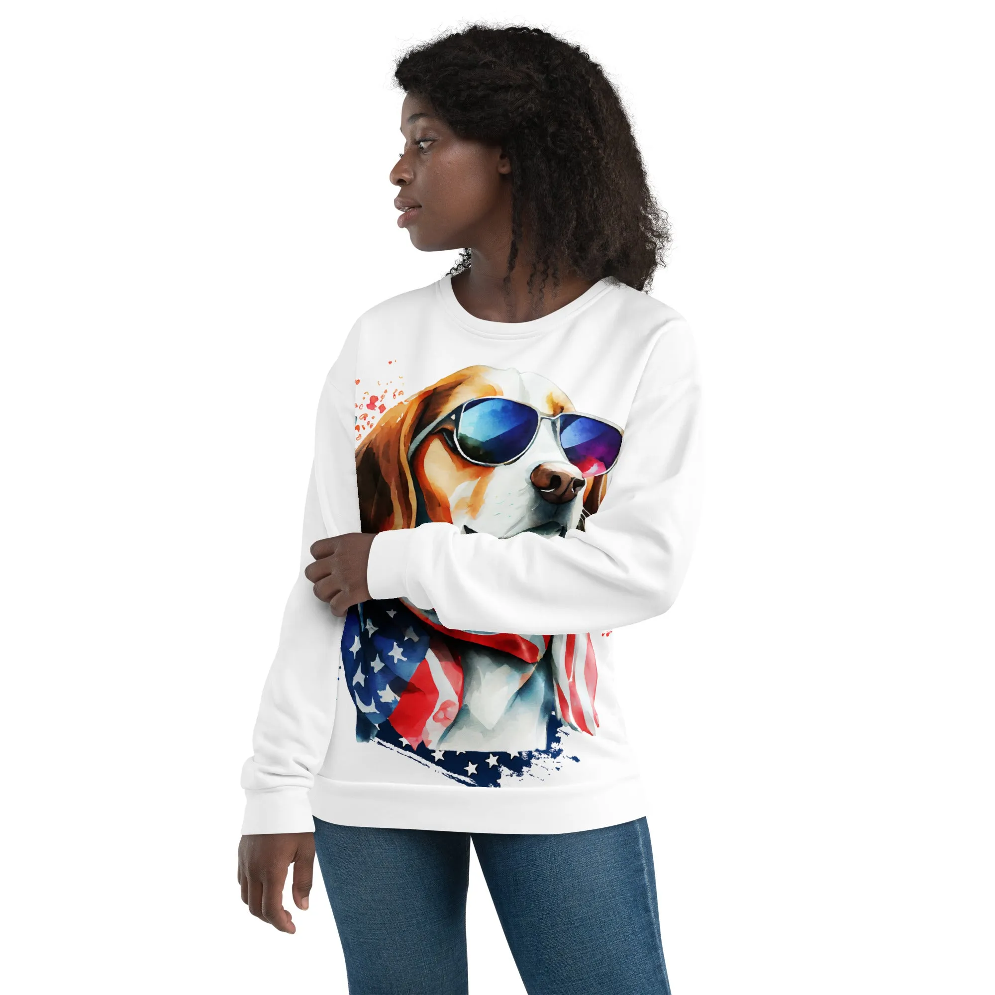 Beagle Sweater US Patriotic Colors