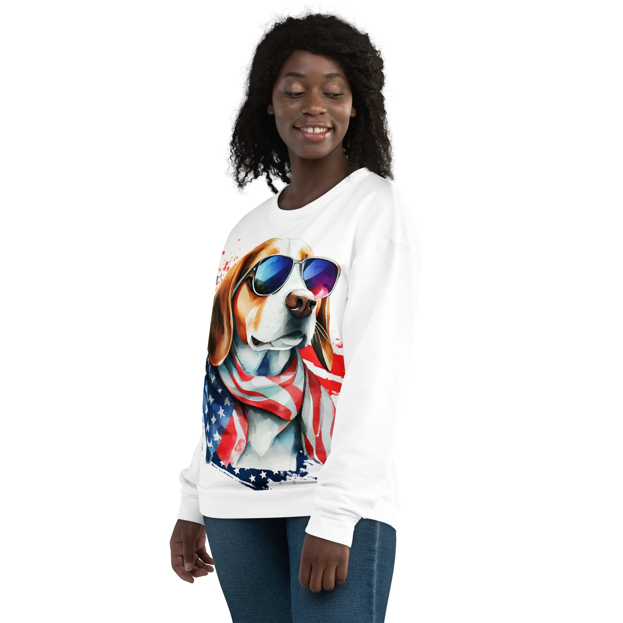 Beagle Sweater US Patriotic Colors