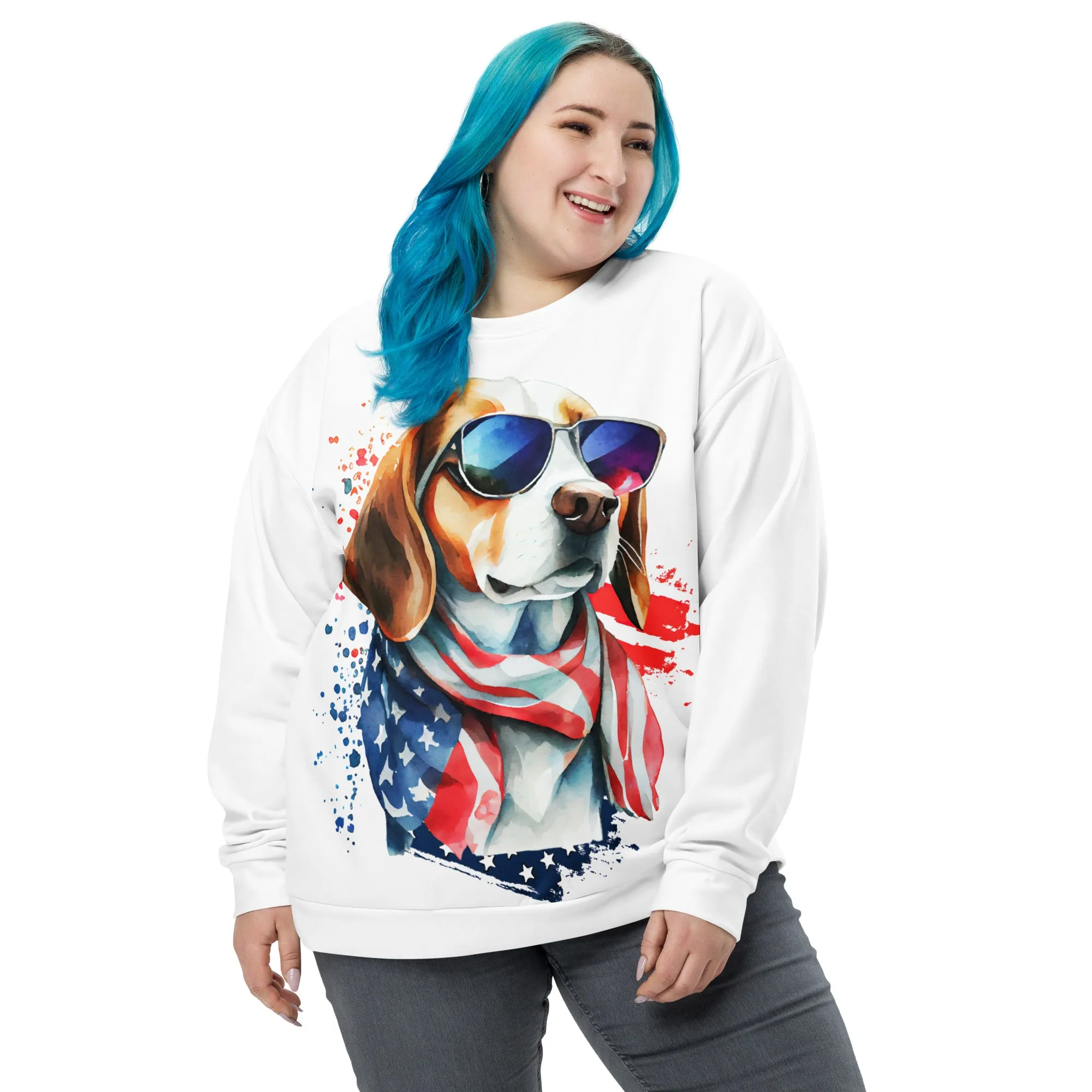 Beagle Sweater US Patriotic Colors