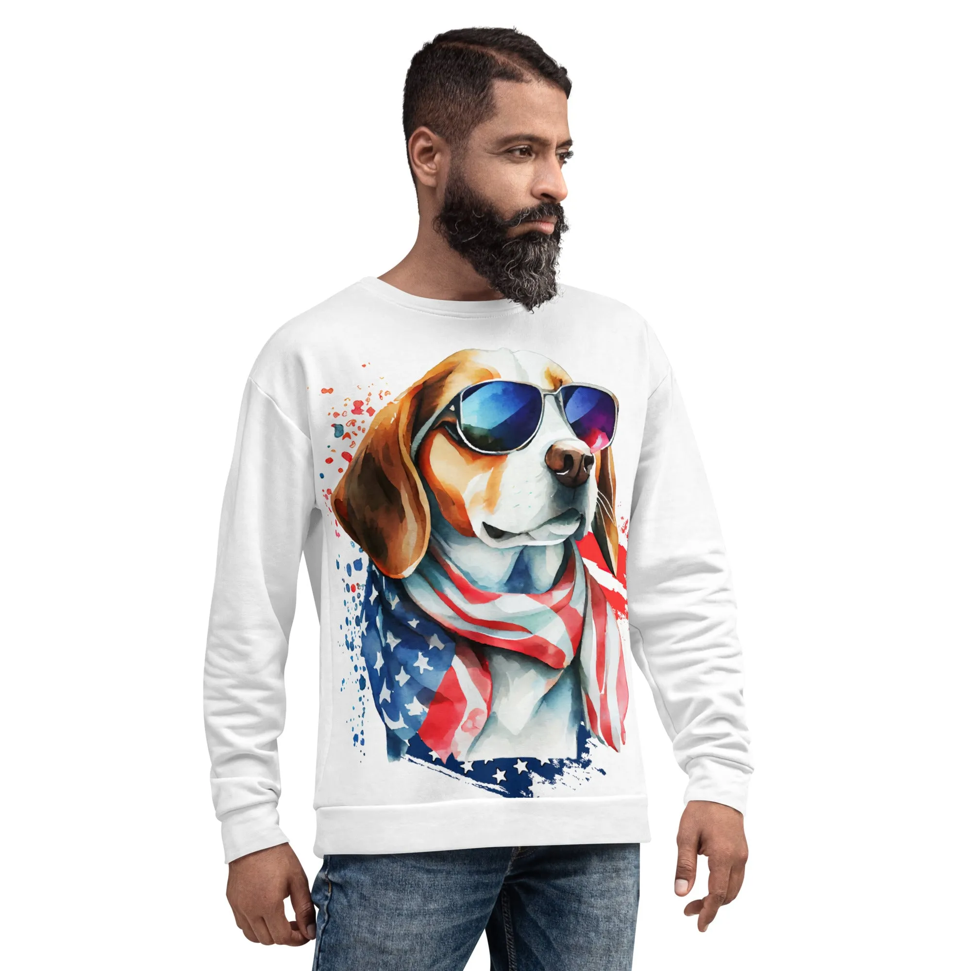 Beagle Sweater US Patriotic Colors