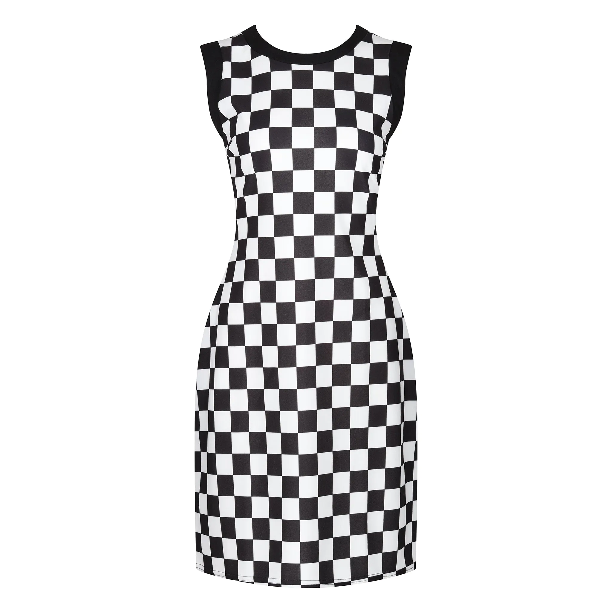 Black and White Checkered 1960's Style Go-Go Dress