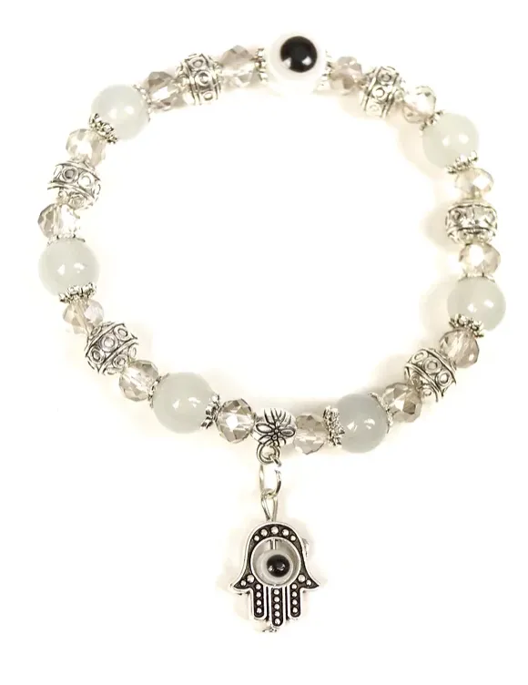 Bracelet - Evil Eye Hamsa - White