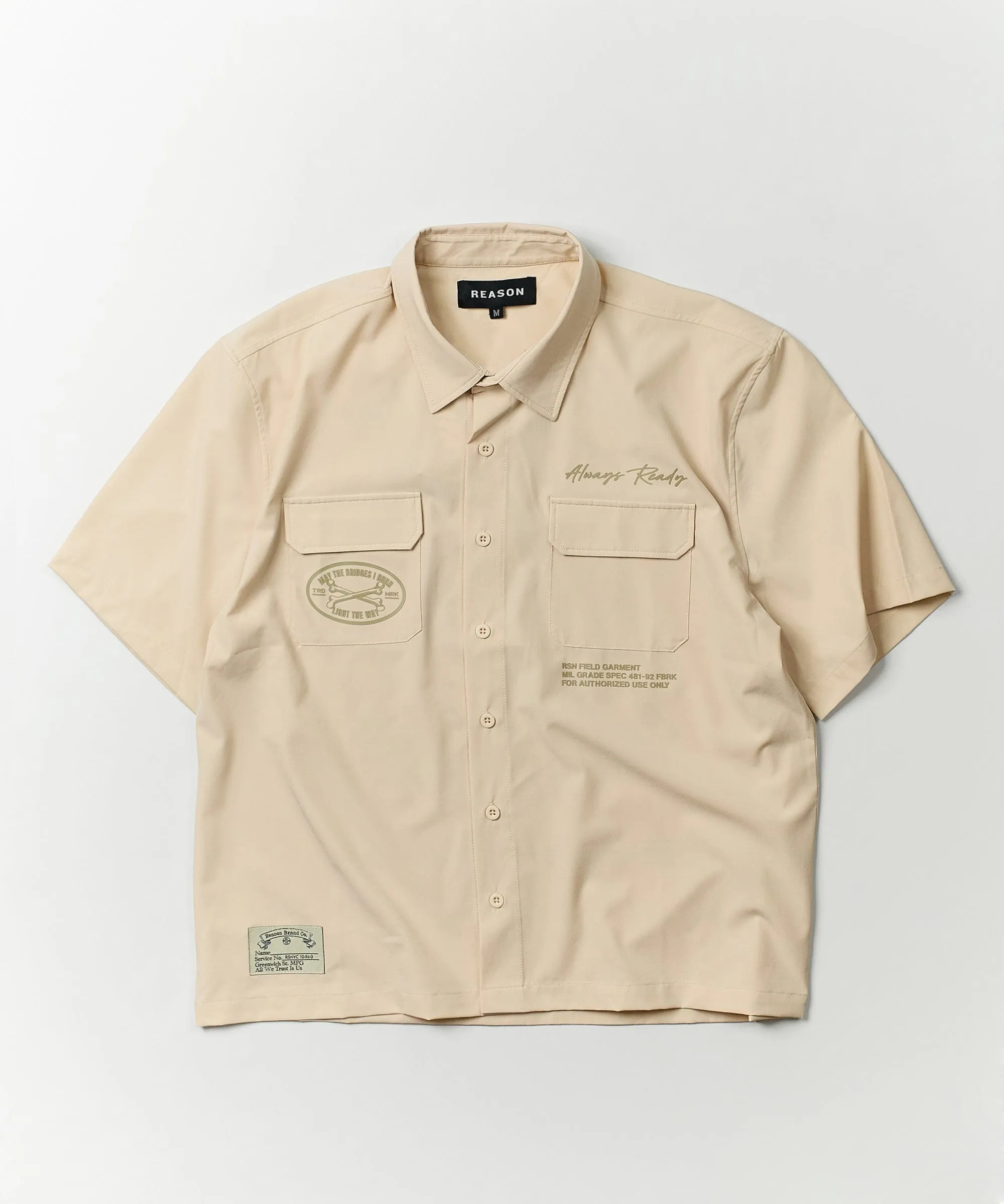 Bridges Utility Stretch Tech Cargo Short Sleeve Shirt - Cream