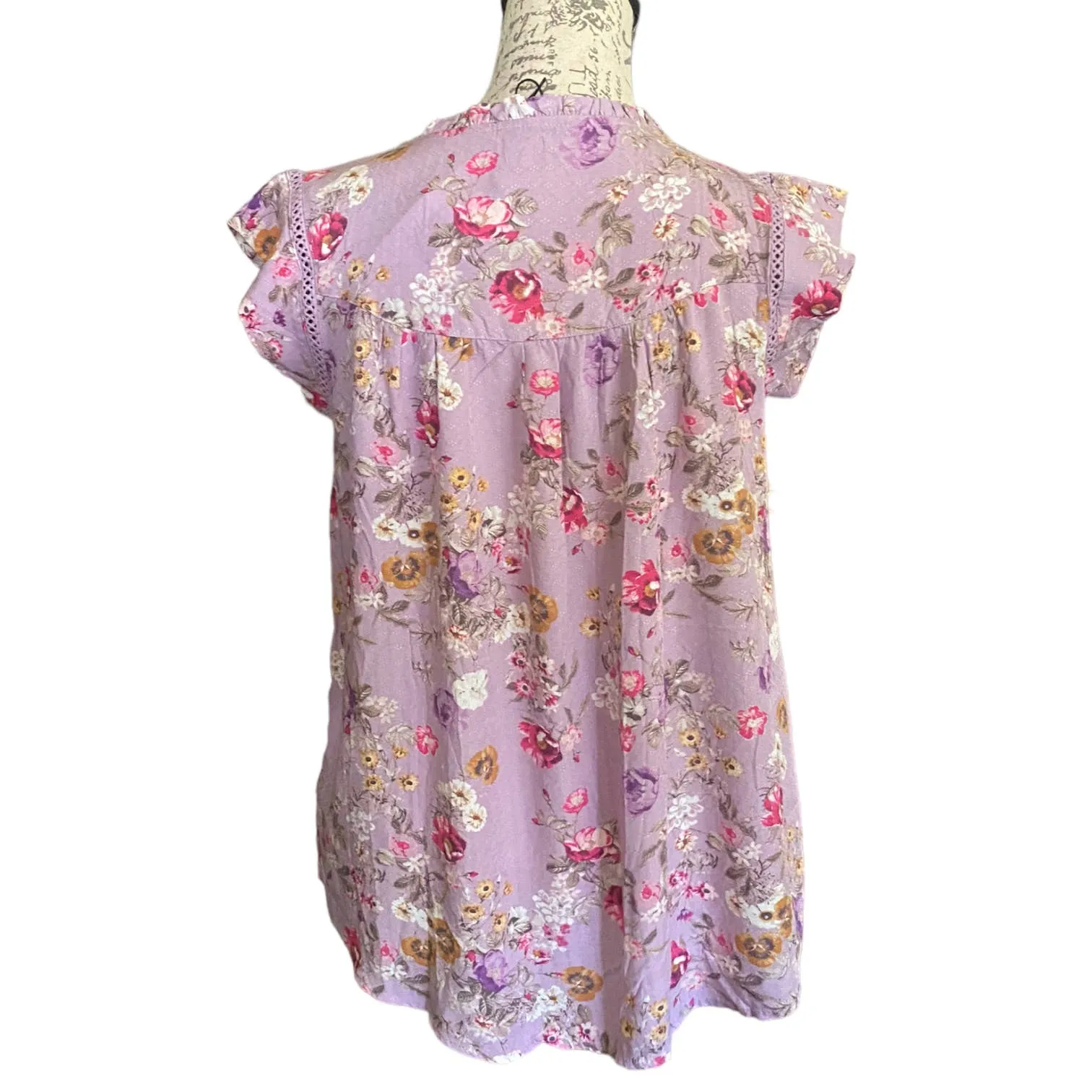 Buffalo Jacquard Purple Lavender Floral Top Size X-Small NEW