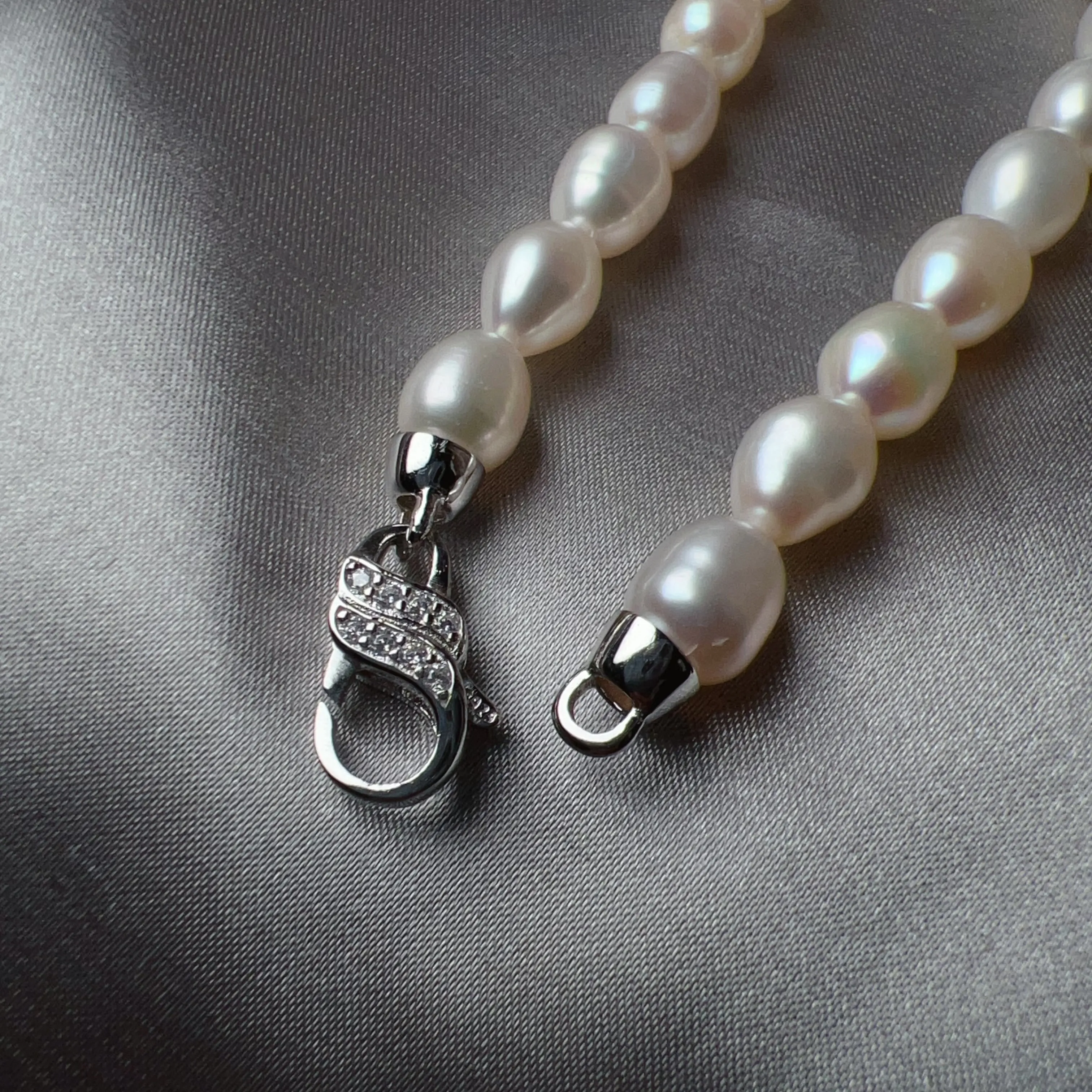 Classic Pearl Beaded Bracelet Best Luster Freshwater Pearl Natural Formed Beads with 925 Sterling Silver Lobster Clasp