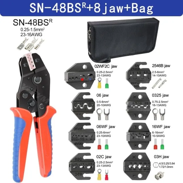 Crimping Pliers Set SN-48BS(=SN-48B SN-28B) Jaw Kit for 2.8 4.8 6.3 VH3.96/Tube/Insulation Terminals Electrical Clamp Min Tools