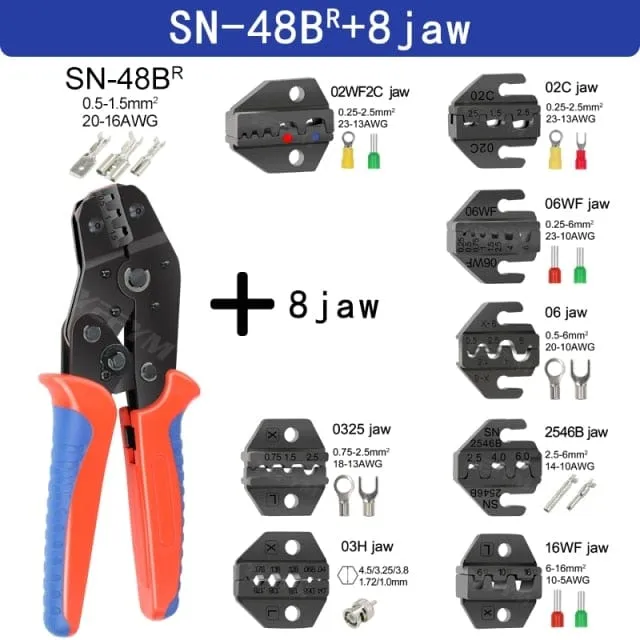 Crimping Pliers Set SN-48BS(=SN-48B SN-28B) Jaw Kit for 2.8 4.8 6.3 VH3.96/Tube/Insulation Terminals Electrical Clamp Min Tools