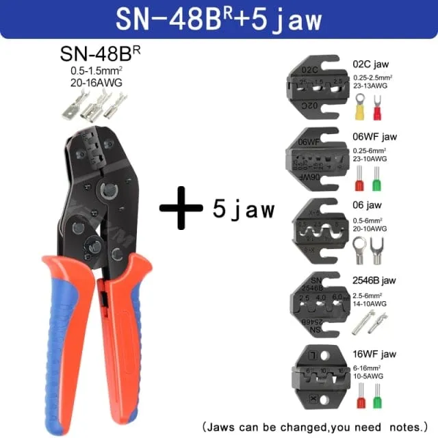 Crimping Pliers Set SN-48BS(=SN-48B SN-28B) Jaw Kit for 2.8 4.8 6.3 VH3.96/Tube/Insulation Terminals Electrical Clamp Min Tools