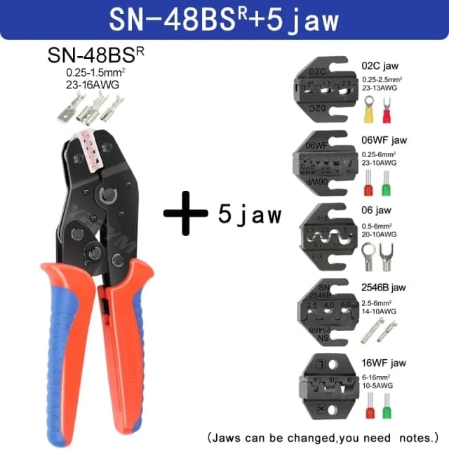 Crimping Pliers Set SN-48BS(=SN-48B SN-28B) Jaw Kit for 2.8 4.8 6.3 VH3.96/Tube/Insulation Terminals Electrical Clamp Min Tools