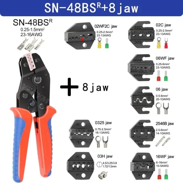 Crimping Pliers Set SN-48BS(=SN-48B SN-28B) Jaw Kit for 2.8 4.8 6.3 VH3.96/Tube/Insulation Terminals Electrical Clamp Min Tools