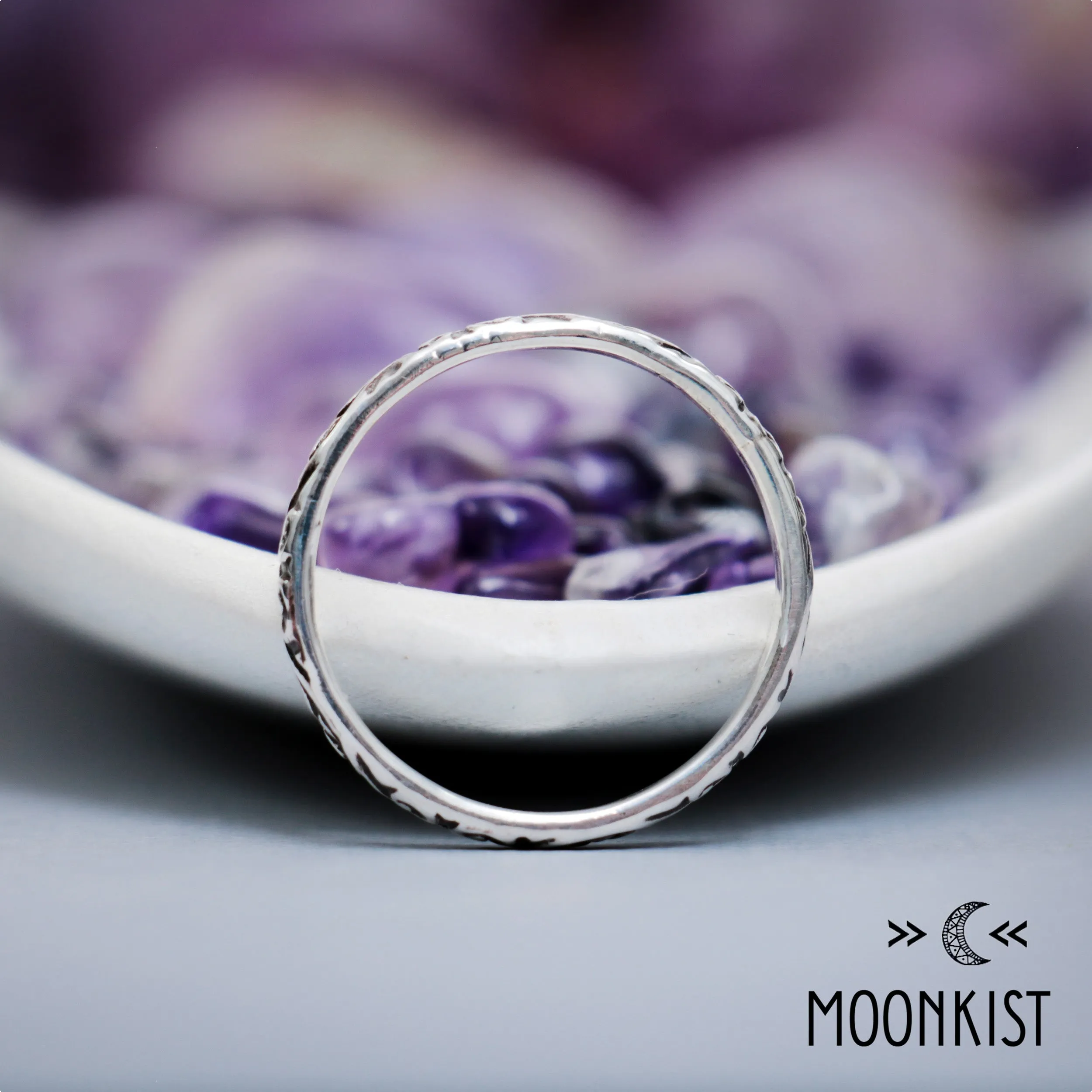 Dainty Silver Arabesque Wedding Ring | Moonkist Designs