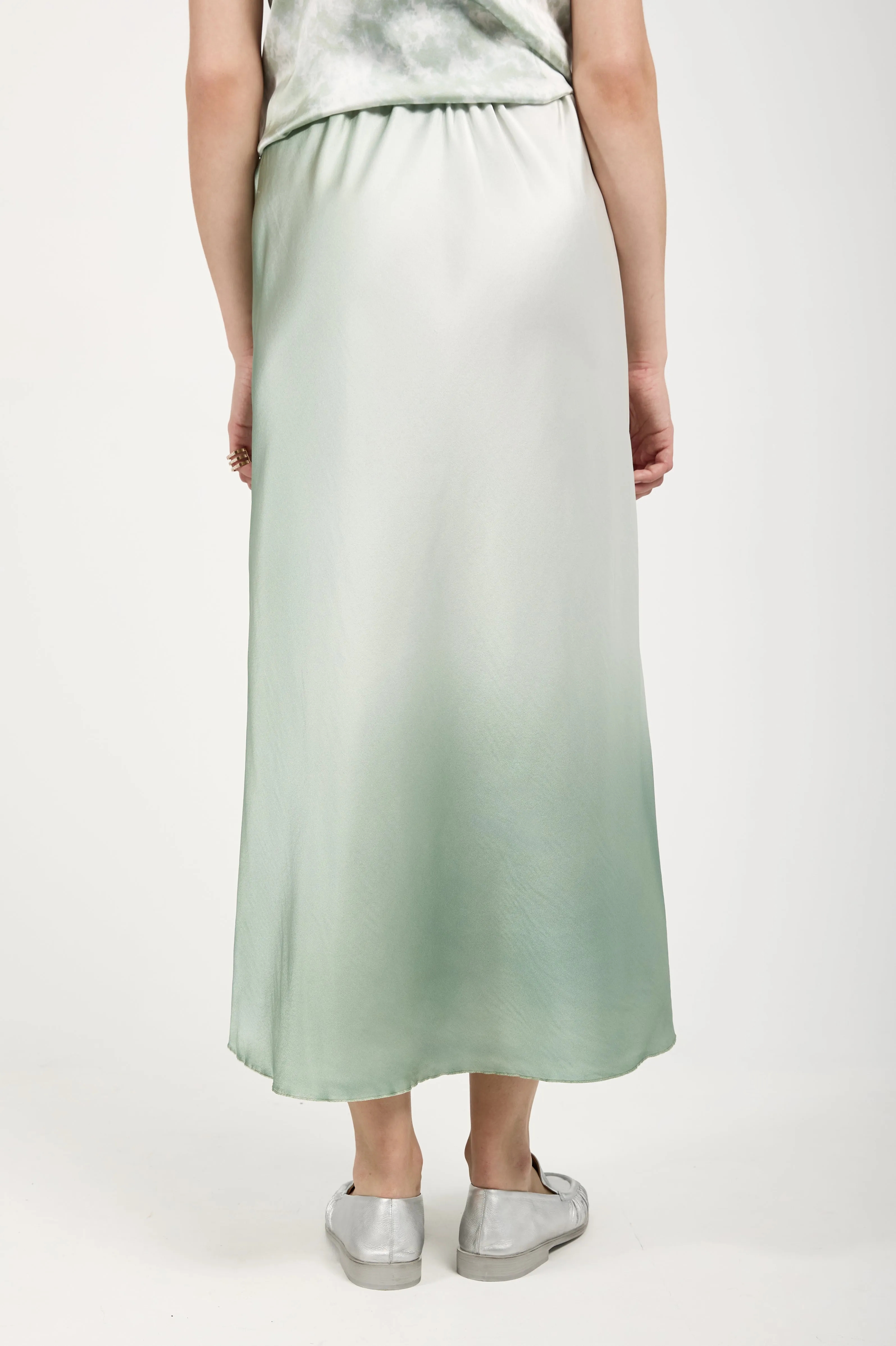 Degradé Silk Midi Skirt in Jade