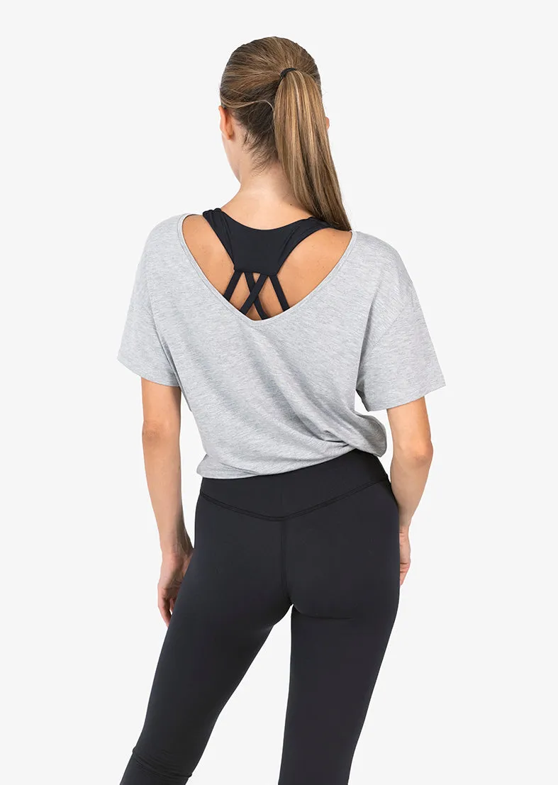 Elevate Aloe Reversible Slouch Tee Grey Marl