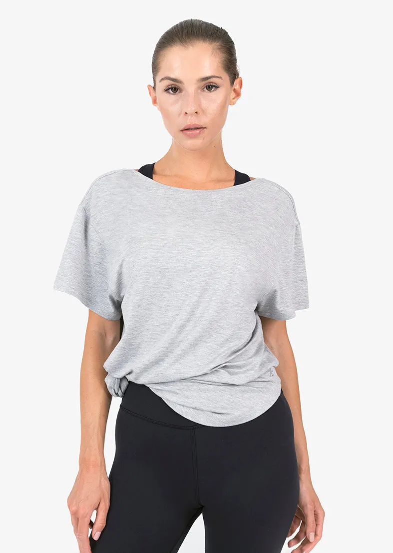 Elevate Aloe Reversible Slouch Tee Grey Marl