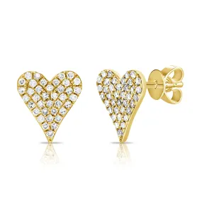 Elongated Pave Heart Studs