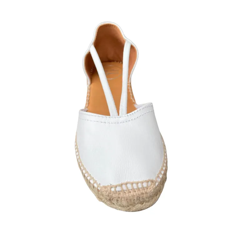 Erla White Leather Espadrille with Elastic