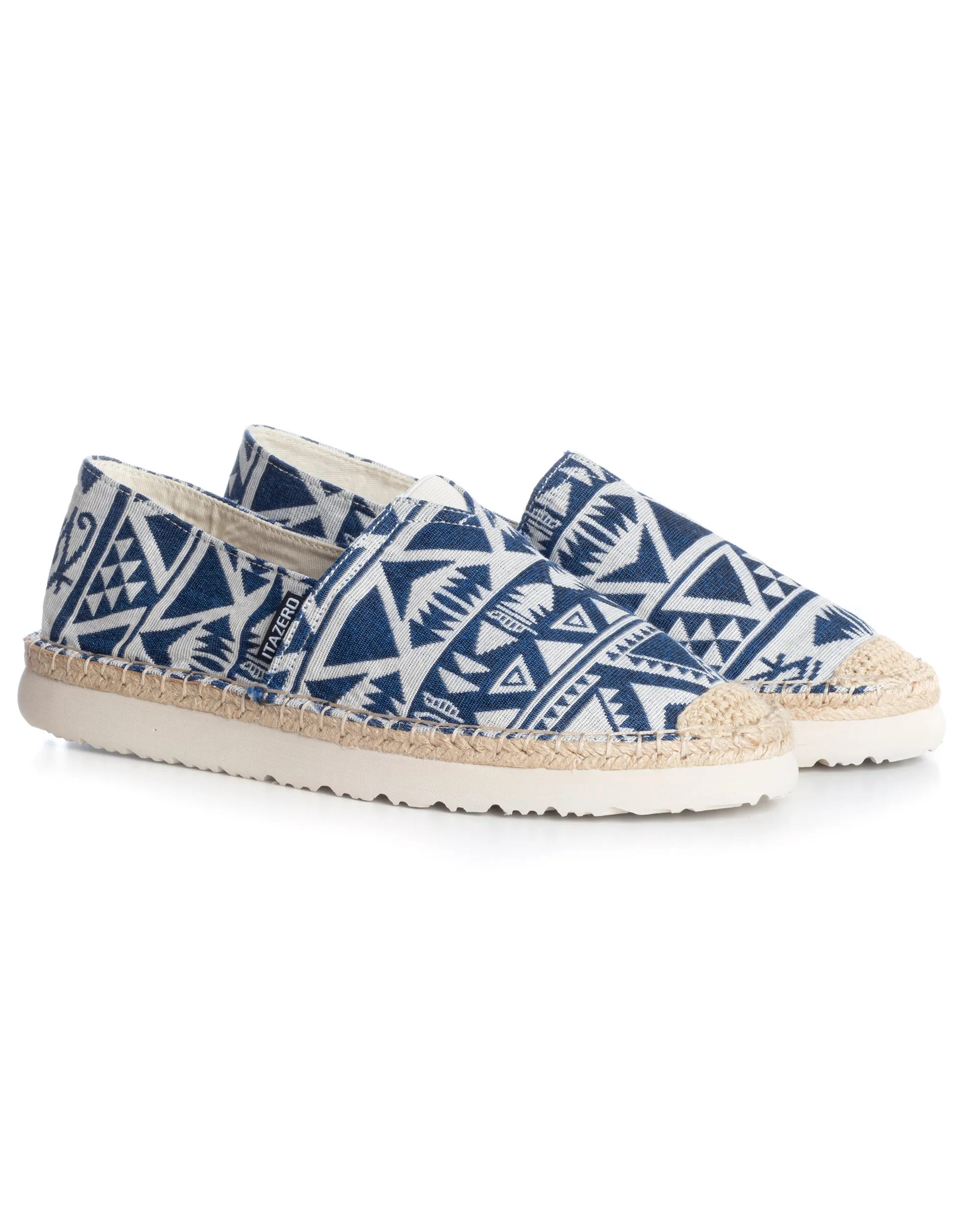 Espadrillas Scarpe Uomo Unisex Tela Estive Mare Fantasia Etnica Azteca Cotone Comode Leggere Blu GIOSAL-S1245A