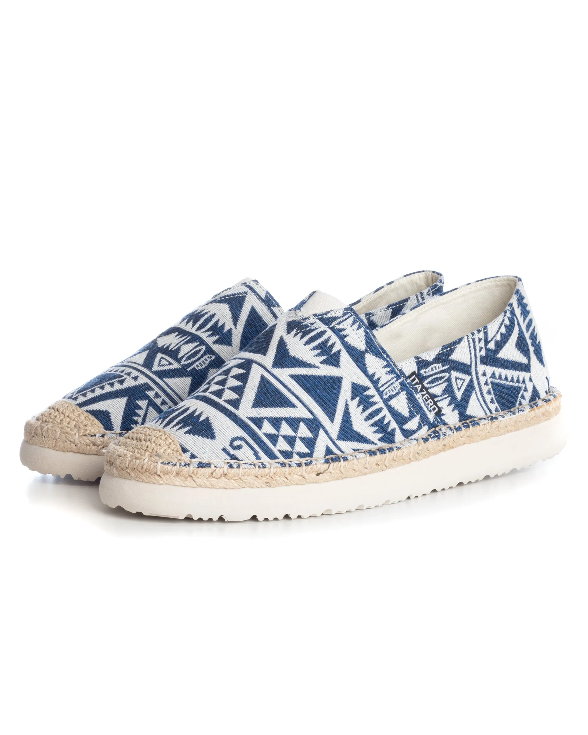 Espadrillas Scarpe Uomo Unisex Tela Estive Mare Fantasia Etnica Azteca Cotone Comode Leggere Blu GIOSAL-S1245A