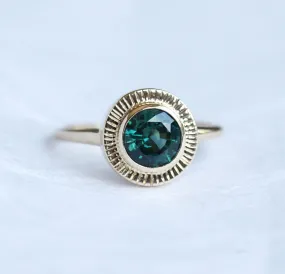 Euphrasia Teal Sapphire Sun Rays Ring