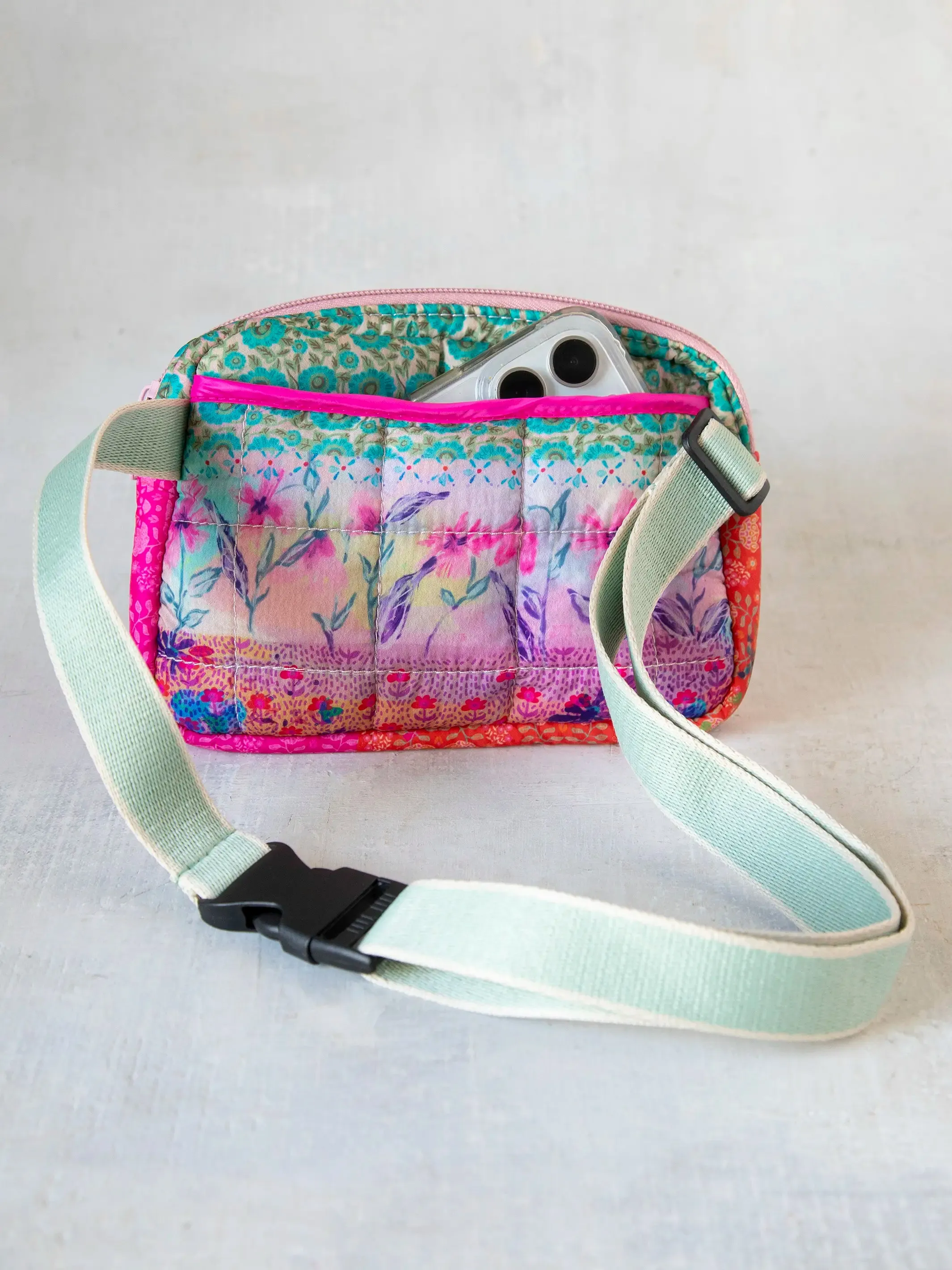 Everyday Puffy Fanny Pack - Pink Watercolor Patchwork